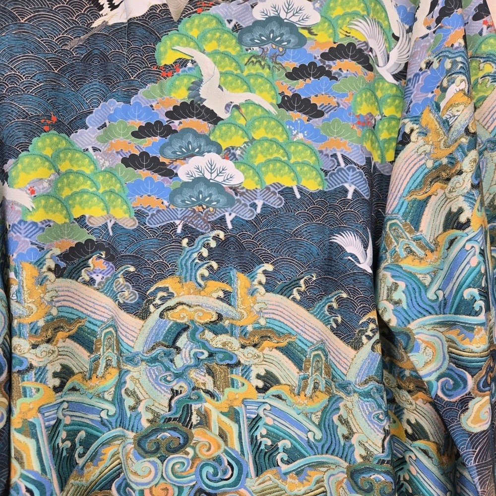 Elegant Blue Patterned Women's Blouse - Picture 4 of 9